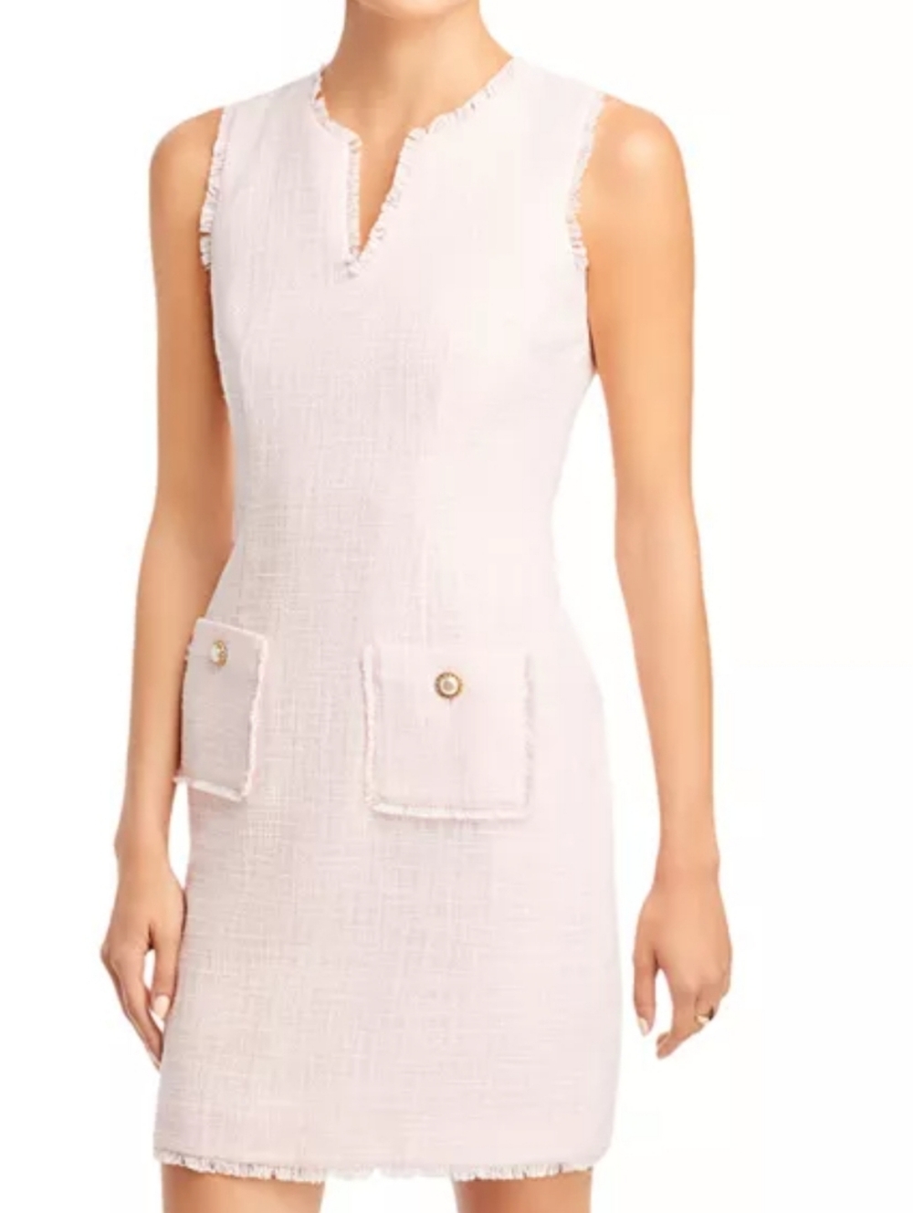 Karl LAGERFELD Sleeveless Tonal Tweed Pocket Sheath Dress